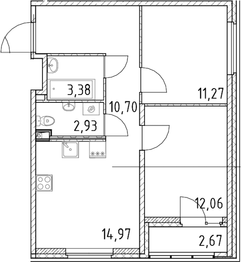 2-комнатная квартира 55.31 м², 1/18 эт., ЖК «Город Первых»